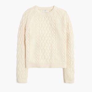 J. Crew Cream Cable Knit Crewneck Sweater